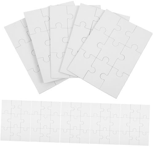 GARVALON 10 Sheets Blank Puzzle Pieces DIY Coloring Drawing Jigsaw Puzzles for Large Wooden Paper Craft Boards for Creative Family Games and Gifts