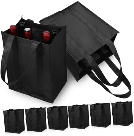 Homoyoyo 6 Pièces Porte-Bouteilles Non Tissé avec Séparateur Flexible Organisateur de Bouteilles pour Vin Bière Whisky Réutilisable et Léger pour Voyage Pique- et Fête