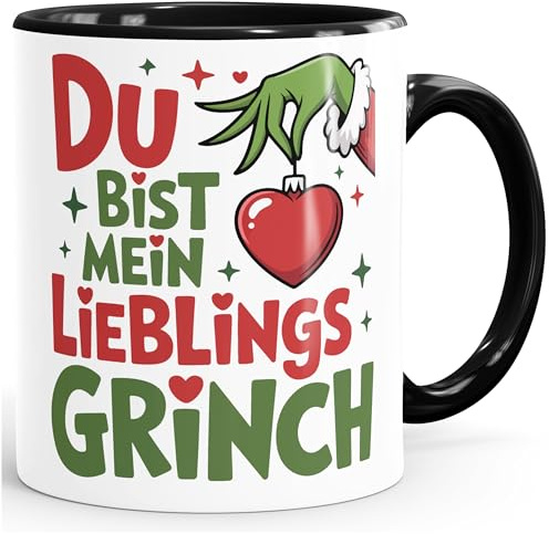 MoonWorks® Tasse Weihnachten Du bist mein Lieblings- Spruch Lustig Geschenkidee Weihnachtsmuffel Lieblingsmensch Weiss-innen-schwarz standard