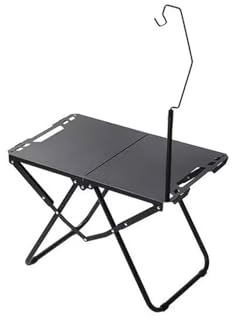 Table de pique-nique pliante portable – Table de camping avec bords suspendus pour plus de commodité (noir, B)