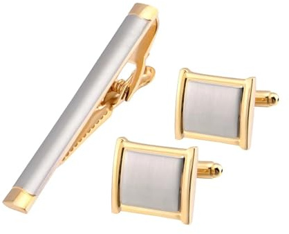 Boutons de manchette for hommes, ensemble pinces à cravate luxe, boutons chemise simples dorés, accessoires bijoux for marié mariage