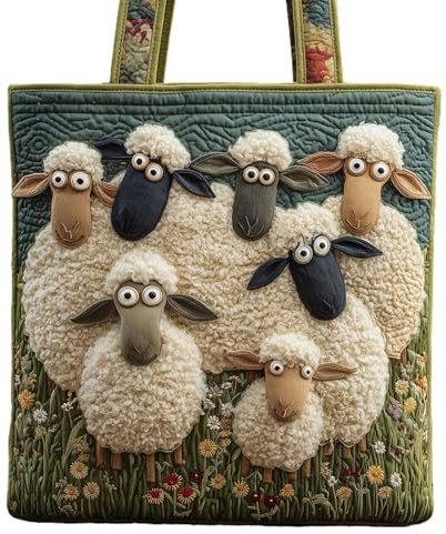 JellyLe Schaf Tote Bag Henkeltasche aus mit Schafdruck Tragetasche für Damen Einkaufstasche