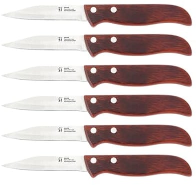 San Ignacio Cuchillo pelador 8,5cm acero inoxidable Pakka, SET DE 6