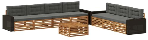 vidaXL Outdoor-Sofagarnitur 8 pcs Natur und Anthrazit 79 x 79 x 37 cm, Garten Sofa, modernes Outdoor-Mobiliar, Bequeme Lounge-Ecke für Terrasse und Patio