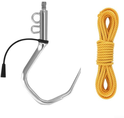 Hameçon volant en acier inoxydable, outil d'atterrissage robuste 304 avec corde pour bateau d'eau salée et quai, grande pince à poissons (taille L)