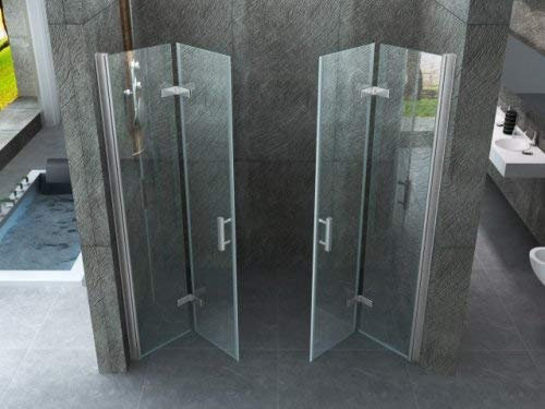 Mitepek Porta doccia a libro ingresso centrale cristallo 8mm trasparente h. 195 SEA BIS 170 cm, Flacone anticalcare escluso