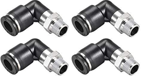 sourcing map Connexion à Pression Tube Raccord Mâle Coude 8mm Tube OD x 1/8 NPT Filetage Pneumatique Air Pousser Verrouillage Raccord 4Pcs