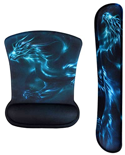 AOKSUNOVA Ergonomische Mauspad mit Handballenauflage Handgelenkauflage für Maus und Tastatur Mauspad Handgelenkstütze Set