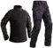 Czen Herren Tactical Shirt Militär Hemden Langarm Shirts Hosenanzüge Airsoft BDU Shirt Paintball Camouflage Outfit (BlackCp, 3XL)