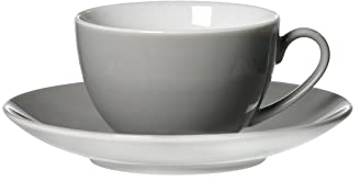 Ritzenhoff & Breker Doppio Kaffeetasse mit Untertasse, 200 ml, Grau, Porzellan, Buntes Mix-und-Match-Geschirr