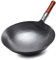 NOALED 12,5-Zoll-Kohlenstoffstahl-Wok, Beruf Chinesischer traditioneller handgehämmerter Kohlenstoffstahl-Pow-Wok mit Holzgriff und Stahlhelfer