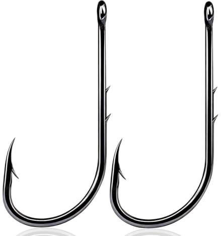9KM DWLIFE 50Pcs Baitholder Fishing Hooks Double Barbs Worm Hooks Black | Sea Fishing Hooks Offset/Long Shank/Closed Eye for Fishing Rigs Fishing Accessories for Freshwater Saltwater