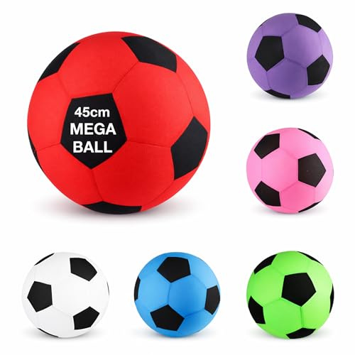 D.A.Y. Republic Giant 45cm Inflatable Mega Football for Garden, Pool, Beach Fun Play - Amazing Summer Fun, Large Blow Up Ball With Soft Microfibre Cover, Cuddly Toy