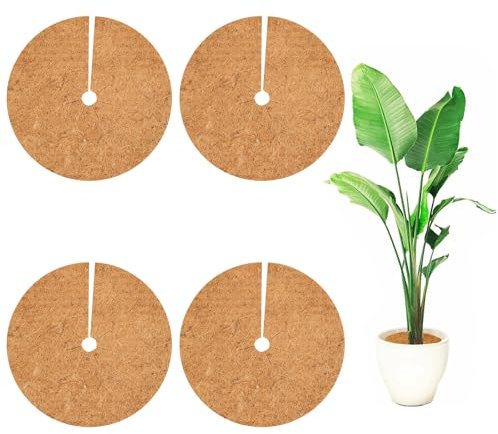 Disco in Fibra di Cocco per Protezione Piante in Vaso,Diserbante Erbacce Telo Pacciamatura Fibra Cocco per Orto, Protezione Alberi dal Freddo e Pioggia Proteggono le Radici Delle Piante (40cm 4pcs)