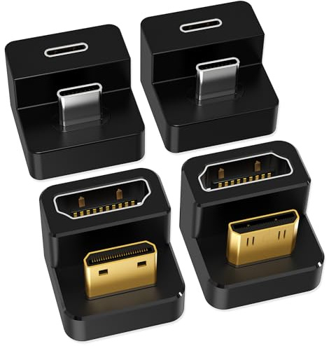 AGVEE Adaptateur USB-C vers C à 180 degrés et convertisseur mini HDMI vers HDMI en forme de U