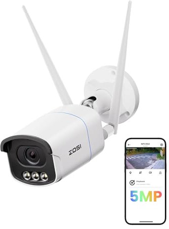 ZOSI 5MP WiFi Security Camera Outdoor with 3K Full Color Night Vision, F1.0 Large Aperture, 1/1.79 Image Sensor, Smart Warm Light, Human/Vehicle Detection, C186A CCTV Camera