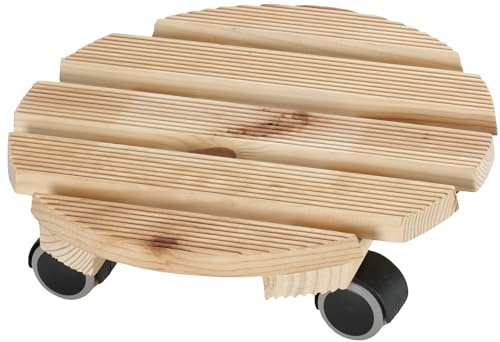 Dörner + Helmer Pflanzenroller Lounge, Rund, 30cm Durchmesser, 75 kg Tragkraft, für empfindliche Bodenarten, Braun