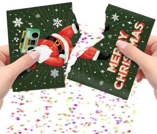End-less Never Gonna Give You Up Weihnachtskarte – Weihnachtsmann-Grußkarte, Nonstop-Musik & Glitzer, Streich Weihnachtskarte für Männer oder Frauen