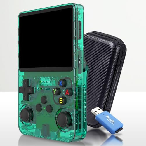 SVP Game - R36S Consola Retro Portatil PS1, n64, nDS, SuperN, GameB, Arcade, Atari, GBA, PSP Consola Portatil 15.000 Juegos Emulador Retro, Game Console, Videojuegos (Verde 64 GB + Estuche + USB)