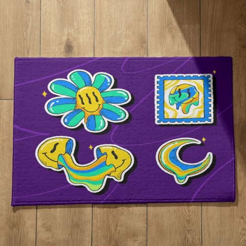 EHOMERY Door Mat Bath Runner Cute Cartoon External Doormats Bathroom And Toilet Set 45x75cm, Non-Slip Plush Cotton Decor Doormat