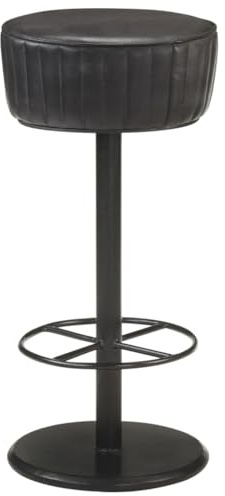 SDWEHO7 Barhocker, Barstühl mit Fußstütze, Gepolsterter Stuhl, Küchenstühle für Küche, Wohnzimmer, Esszimmer, Bistro, Robust, 37 x 76 cm Schwarz Echtleder