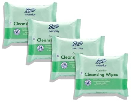 Bōots Everyday | Cucumber Cleansing Wipes - 25 Wipes | Suitable for All Skin Types | Dermatologically Tested - Biodegradable | 25 Plastic Free Wipes