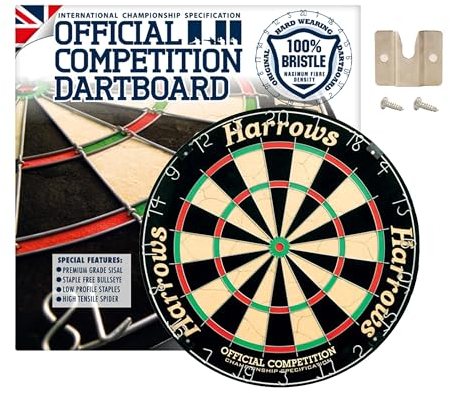 Harrows Dartscheibe, offizieller Wettbewerb, Dartscheibe, offizielle Größe, Dartscheibe mit klammerfreiem Bullseye, kompatibel mit Dartscheibenständer, Dartscheibenleuchte, Dartscheibenschrank