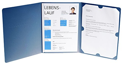 Carpeta de solicitud, 3 piezas con 1 sujeciones DIN A4, azul