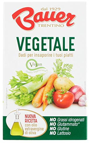 Bauer Dadi per Brodo Vegetale con Sale Iodato, 8 x 10g