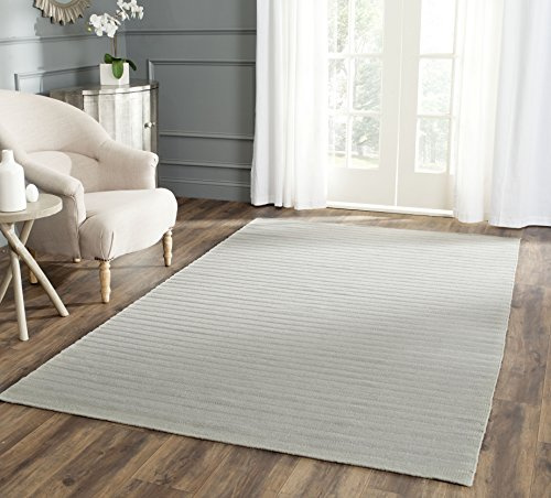 SAFAVIEH Dhurries Collection Area Rug - 5' x 8', Grey, Handmade Flat Weave Wool, Ideal for High Traffic Areas in Living Room, Bedroom (DHU313B)