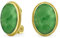 7Ct Oval Cabochon Oval Gefärbte Grüne Jade Seil Kabel Lünette 14K Gold Vergoldet .925 Sterling Silber Clip Auf Ohrringe Für Frauen Clip Nur Legierung Ist