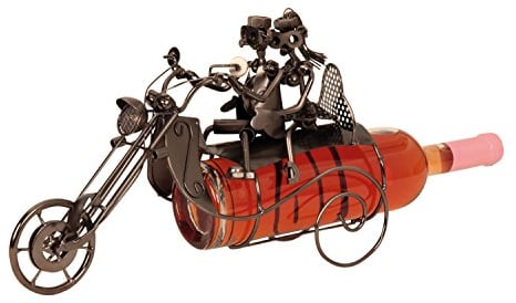 Extravaganter Wein Flaschenhalter Motorrad mit Paar aus Metall Höhe 23 cm Breite 36 cm