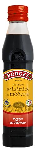 Borges - Vinagre Balsámico de Módena - Con denominación de Origen I.G.P. - Sin azúcares añadidos - adecuado para ensaladas, pescados, carnes y verduras - Botella de vidrio 250 ml