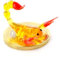 Unbekannt Skorpion Mini gelb rot - Miniatur Figur aus Glas gelber Scorpion mit roten Scheren und rotem Stachel - Glastier Glasfigur Deko Setzkasten Vitrine