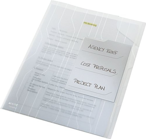 LEITZ A4 transparente Dokumentenmappe mit 3 Fächern, Inh. 3, PET oder PVC, 210 x 297 mm