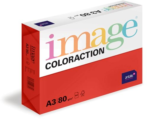 Image Coloraction Chile - farbiges Kopierpapier - DIN A3, 297 x 420 mm, 80 g/m² - buntes, holzfreies Druckerpapier für Kopierer - 500 Blatt - Rot