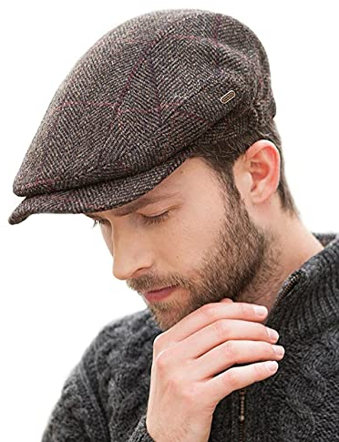 Mucros Weavers Herren Quiet Man Cap – Irish Tweed Flat Cap – Braun
