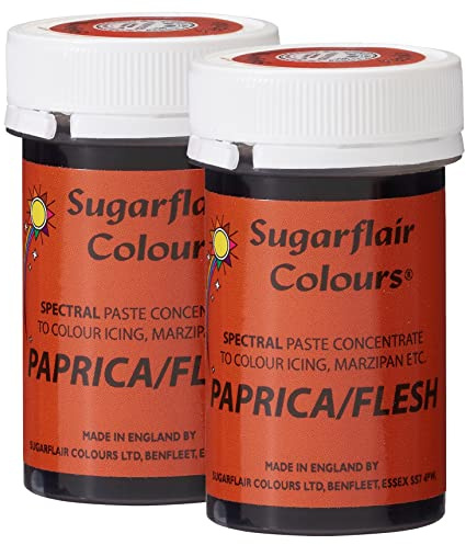 Sugarflair Spectral Paprika/Flesh Food Colouring Paste, Highly Concentrated for Use with Sugar Pastes, Buttercream, Royal Icing or Cake Mix, Vibrant Colour Dye - 25g (Pack of 2)