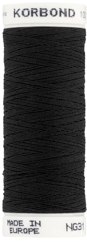 Korbond Bobinas de Hilo de poliéster Negro de 500 m, 5 x 100 m, para máquinas de Coser a Mano, no se Encoge, Ideal para Reparar, sastrería, Acolchado, Manualidades, Reparaciones y Adornos