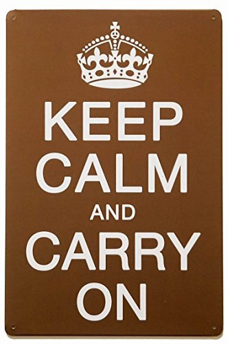 ERLOOD Metallschild mit Aufschrift Keep Calm and Carry On, 30,5 x 20,3 cm