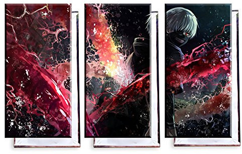Unified Distribution Tokyo Ghoul Kaneki - Dreiteiler (120x80 cm) - Bilder & Kunstdrucke fertig auf Leinwand aufgespannt und in erstklassiger Druckqualität