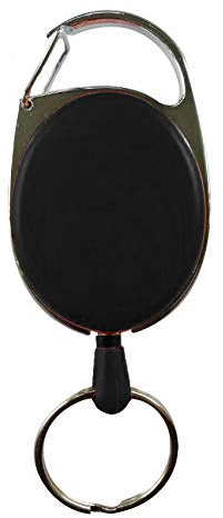 Porte-clé extensible yoyo avec ressort puissant et cordon indéchirable (75 cm), porte-clés – 4 couleurs (noir)