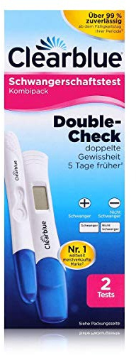 Clearblue Schwangerschaftstest Frühtest Kombipack Double-Check, 2 Tests (1 digital 25 mIU/ml, 1 visuell 25mIU/ml), Pregnancy Test/Frühschwangerschaftstest, Schwangerschaft bestimmen