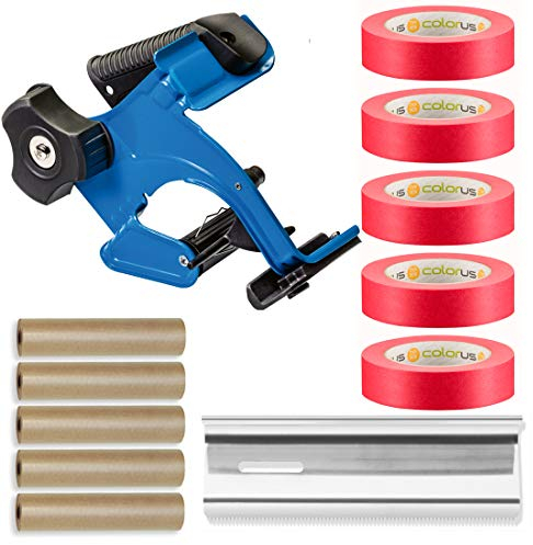 Colorus Handabdeckroller Set Abdeckpapier Masker Tape | Abdeckpapier 15 cm x 50 m | Fineline Extra Strong 30 mm x 50 m | Abreißklinge 150 mm | 150 Tage UV beständig | Handabdeckgerät