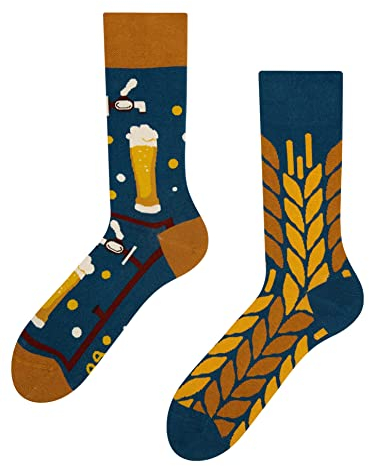 Dedoles Calzini Unisex Donna Uomo & Bambini Calze Cotone con tanti Design divertenti sinistra destra diversi, colore: Multicolore, disegno: Pausa Birra, taglia: 43-46