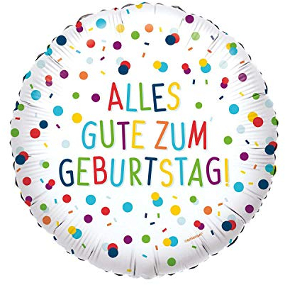 Amscan 4146401 - Standard Folienballon Konfetti Alles Gute zum Geburtstag, Durchmesser circa 43 cm, für Helium und Luft, Happy Birthday