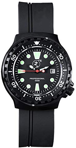 BOMBFROG Damen Taucheruhr | schwarz | lumineszierend | Uhr Professional 500