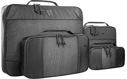 Tasmanian Tiger Packing Cubes - 4-teiliges Pack-System mit Mesh-Oberseite und Reißverschluss, Schwarz, 2l + 5l + 6l + 20l Volumen