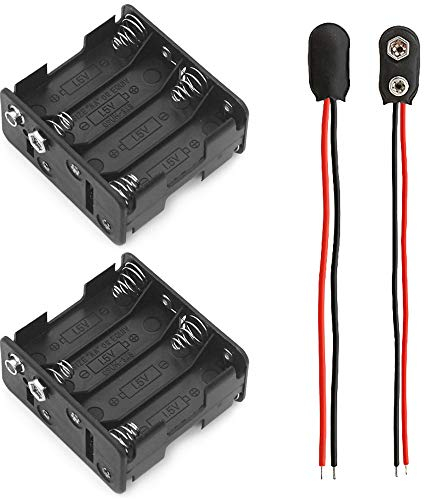 2 Pcs 8 x 1.5V(12V) AA Battery Holder Case Plastic Battery Storage Box With Standard Snap Connector