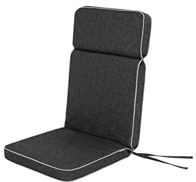 PillowPrim Sitzkissen für Gartenstühle & Campingstuhl – Für Outdoorfans & Camper – Hoher Komfort mit Rückenstütze – Schwarz, 49x47/72 cm